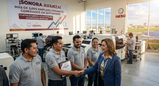 Sonora suma más de cinco mil empleos formales en septiembre y fortalece su actividad económica